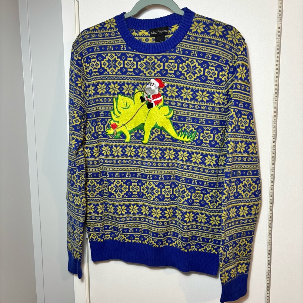 Alex Stevens Blue and Yellow Men's Crewneck Sweater